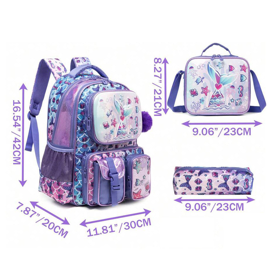 3 pieces Mermaid Backpack